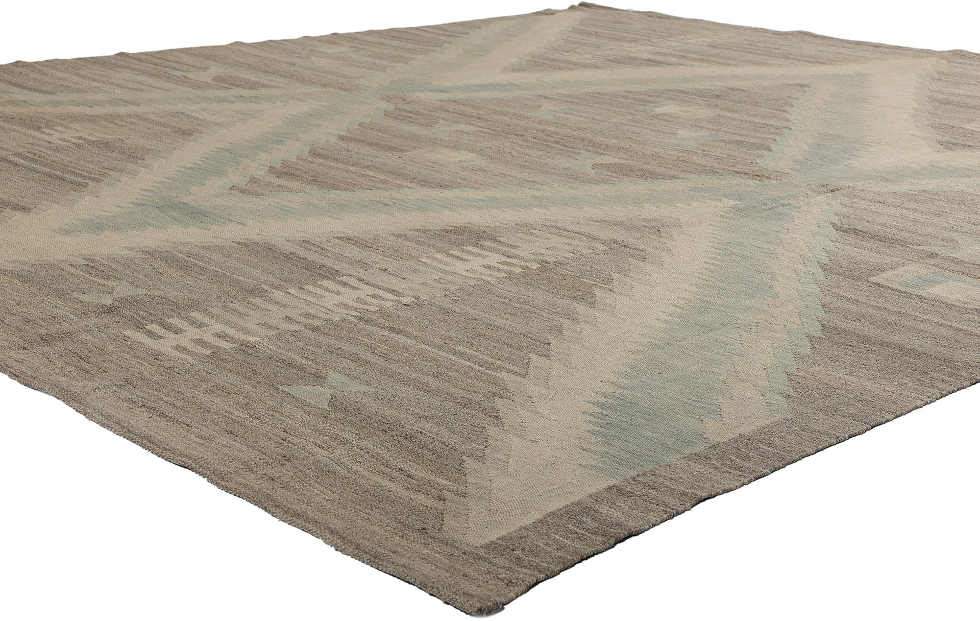 81094 Southwest Modern Desert Navajo-Style Rug, 08'00 x 09'05. Step into the enchanting realm of this handwoven wool Southwest Modern Desert Chic Navajo-style rug, where each thread whispers tales of tradition and modernity interwoven in harmony.