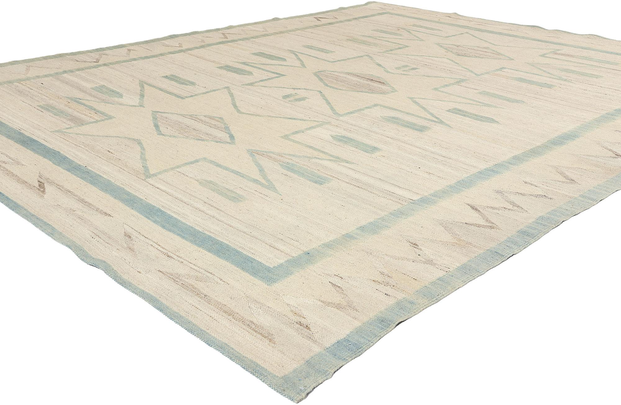 81096 Southwest Modern Desert Navajo-Style Rug, 07'10 x 09'07. Step into the captivating realm of this handwoven wool Southwest Modern Desert Chic Navajo-style rug, where each thread whispers tales of tradition and modernity woven together