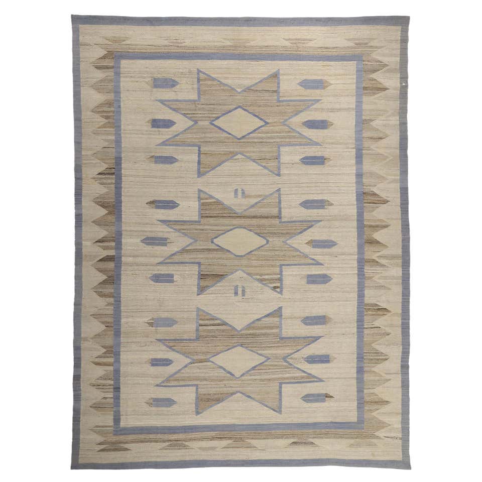 Contemporary Santa Fe Southwest Modern Navajo-Style Flatweave Carpet ...