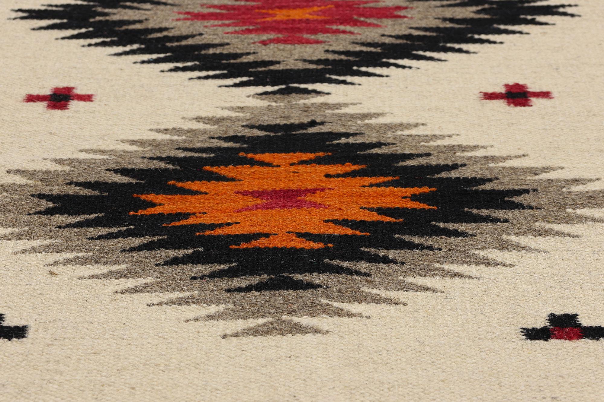 Contemporary Santa Fe Southwest Modern Ganado Navajo-Style Rug (Wolle) im Angebot