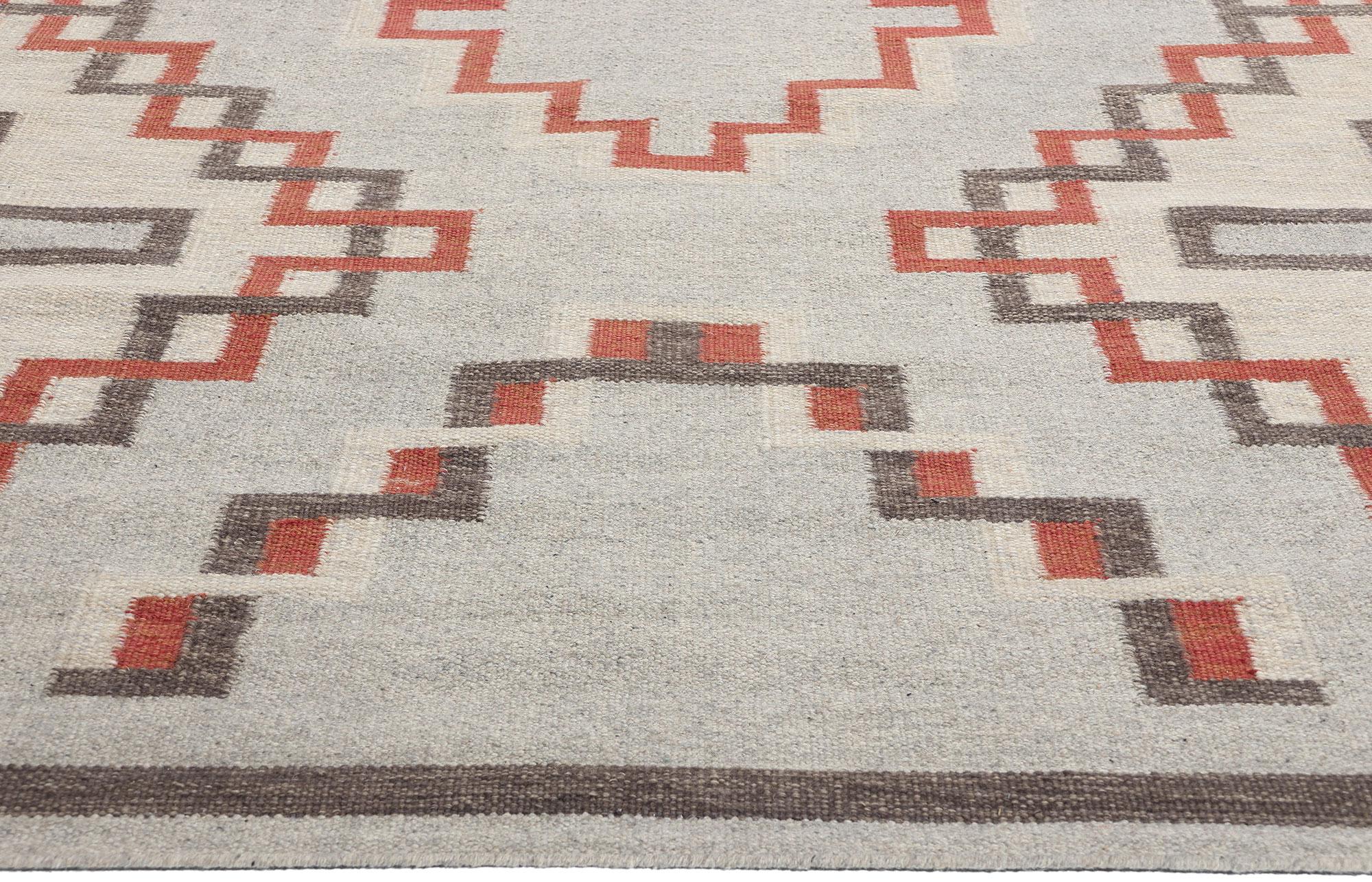 Tessuto a mano Tappeto a tessitura piatta in stile Navajo contemporaneo di Santa Fe Southwest Modern in vendita