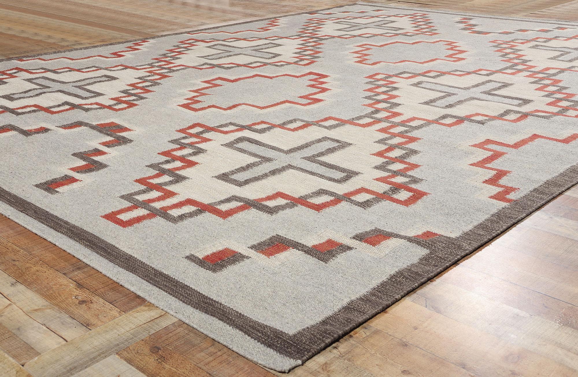 Lana Tappeto a tessitura piatta in stile Navajo contemporaneo di Santa Fe Southwest Modern in vendita