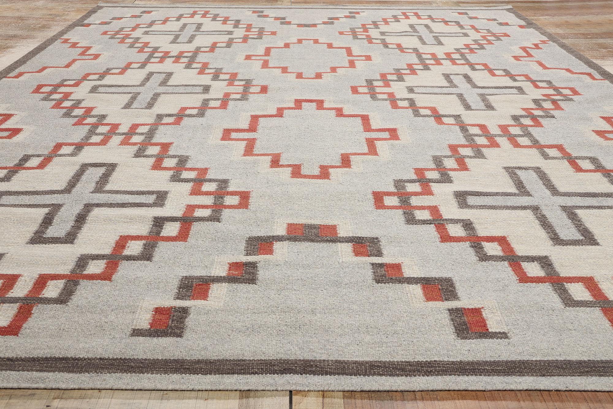 Tappeto a tessitura piatta in stile Navajo contemporaneo di Santa Fe Southwest Modern in vendita 1