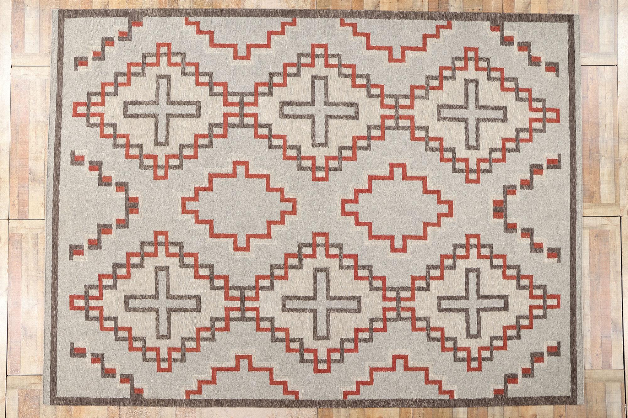 Tappeto a tessitura piatta in stile Navajo contemporaneo di Santa Fe Southwest Modern in vendita 2