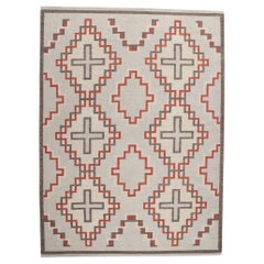 Tappeto a tessitura piatta in stile Navajo contemporaneo di Santa Fe Southwest Modern