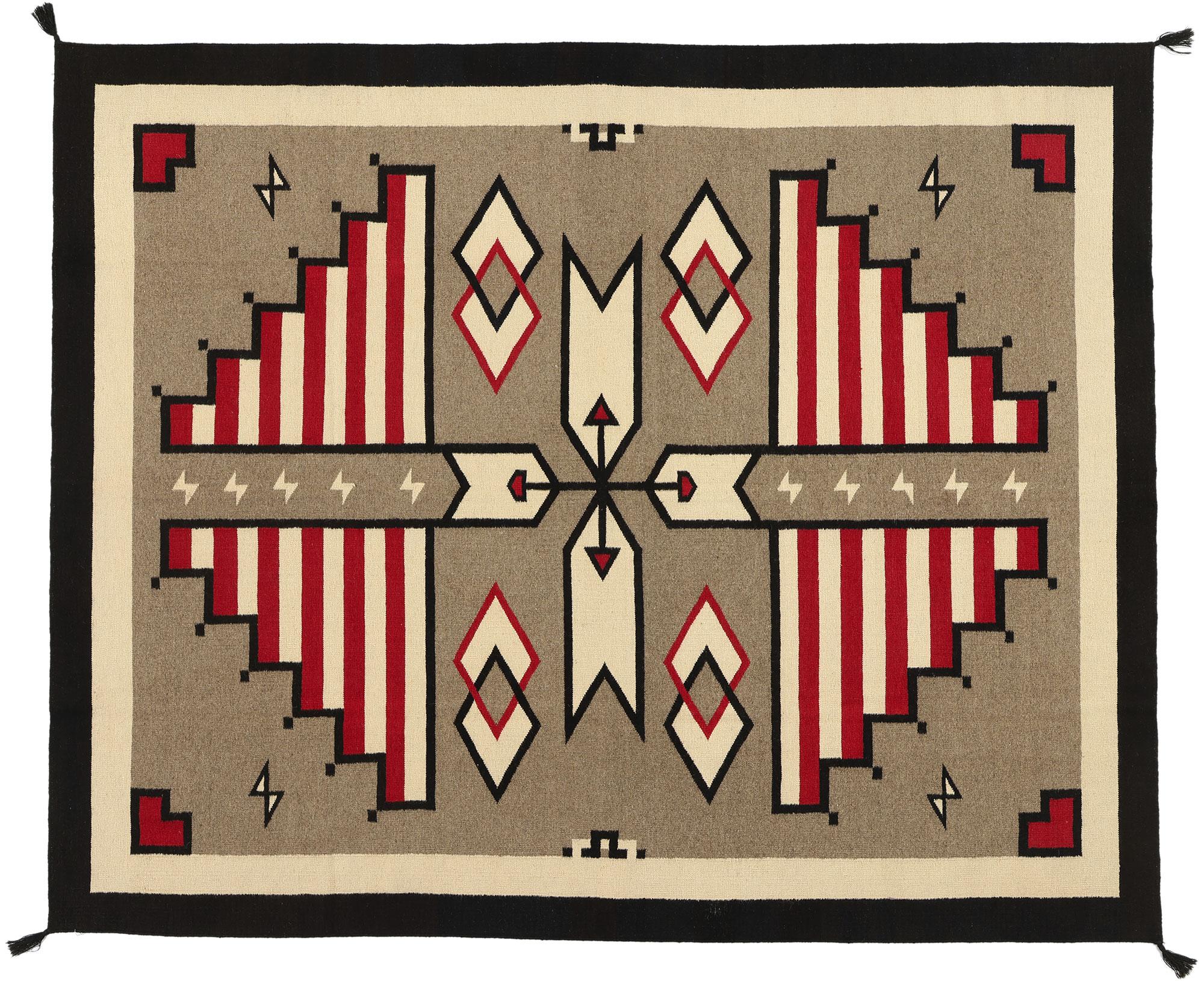 Contemporary Santa Fe Southwest Modern Navajo-Style Rug im Angebot 3