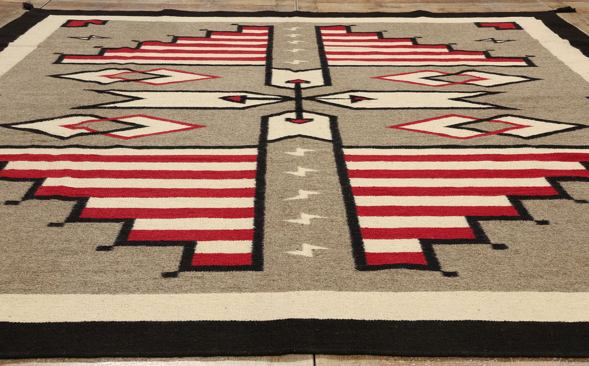 Contemporary Santa Fe Southwest Modern Navajo-Style Flatweave Carpet For Sale 2