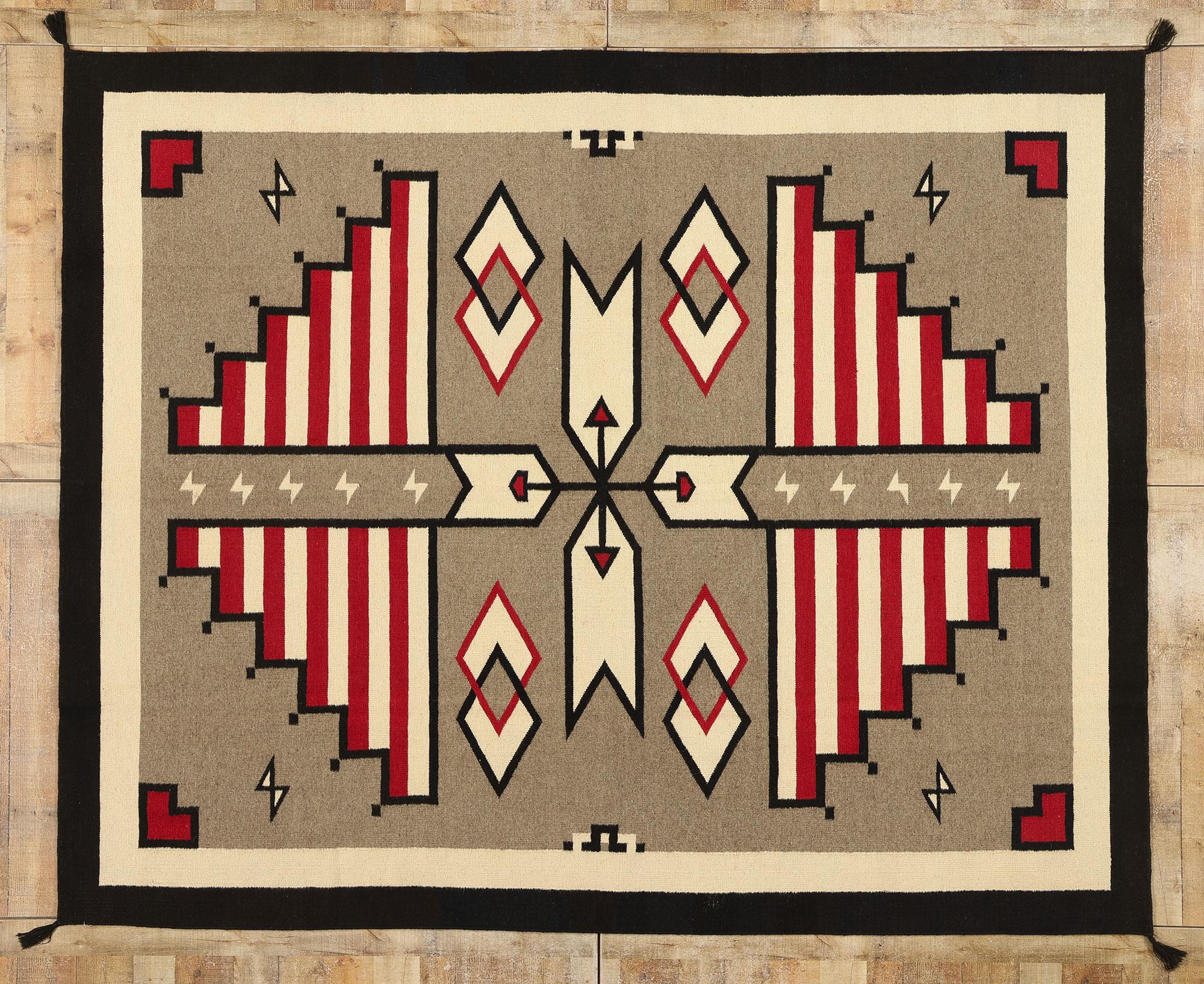 Contemporary Santa Fe Southwest Modern Navajo-Style Rug im Angebot 2