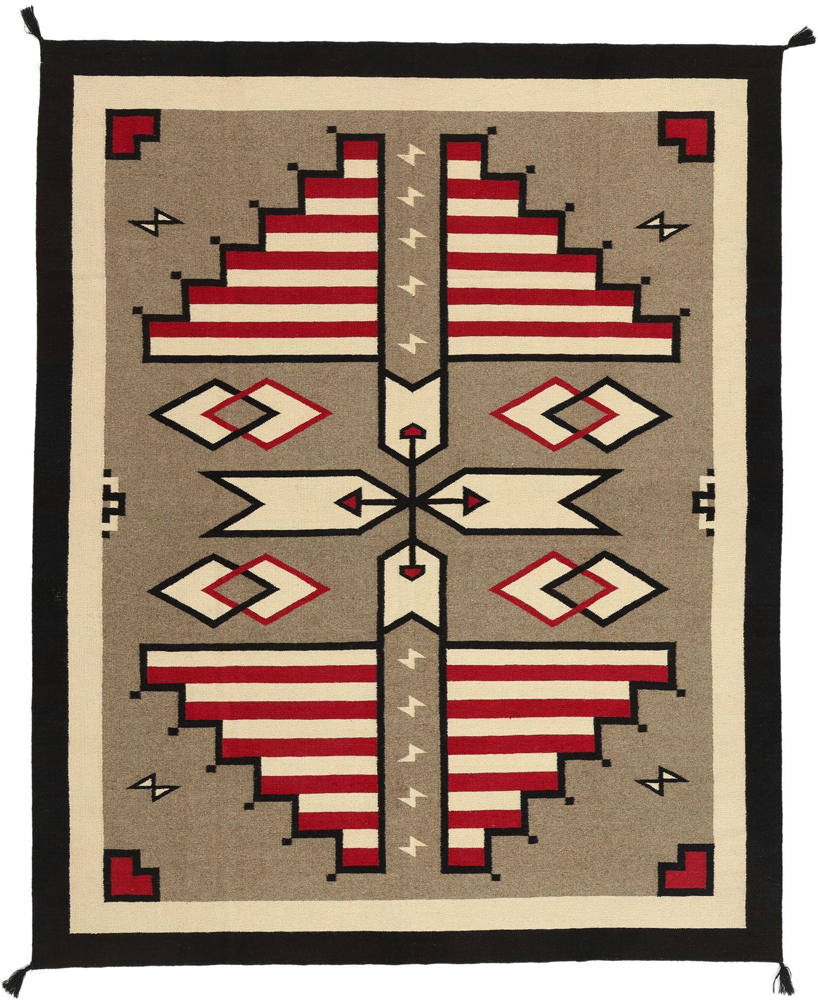 Contemporary Santa Fe Southwest Modern Navajo-Style Rug im Angebot
