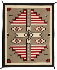 Vintage Contemporary Santa Fe Southwest Modern Navajo-Style Rug
