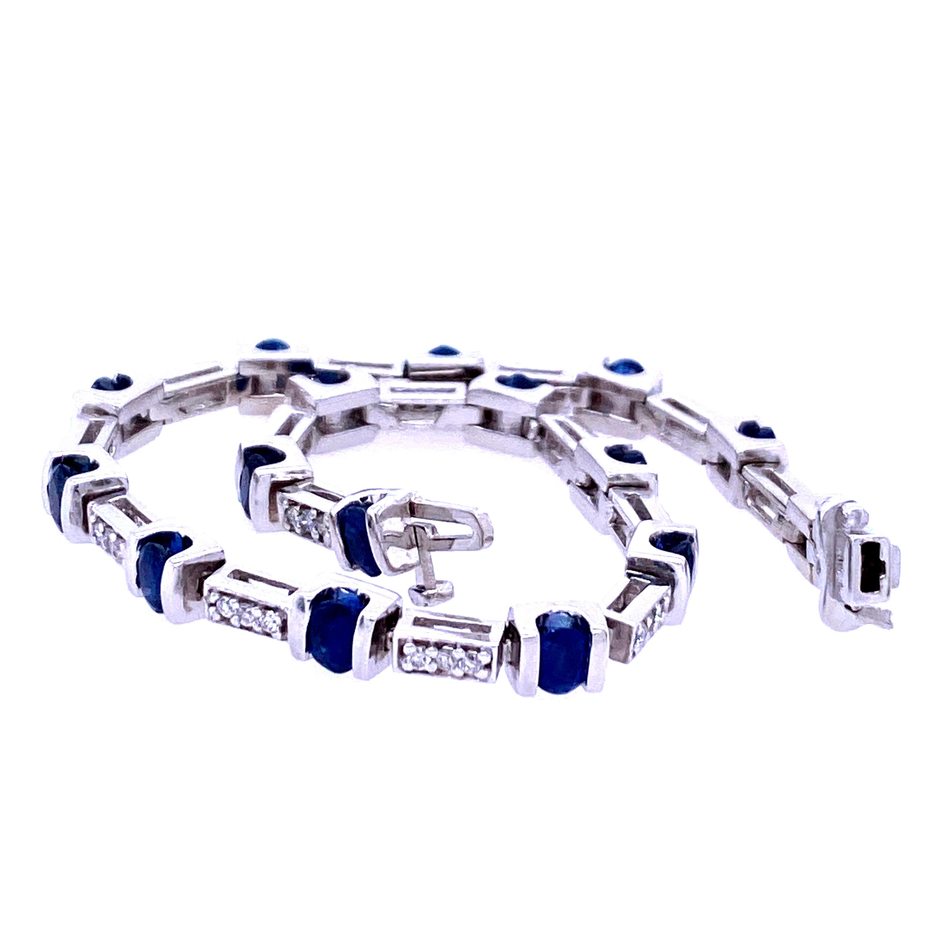 Contemporary Sapphire and Diamond Bracelet In Good Condition In Towson, MD