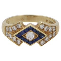 Contemporary Sapphire and Diamond Dress Ring Set in 18k Yellow Gold