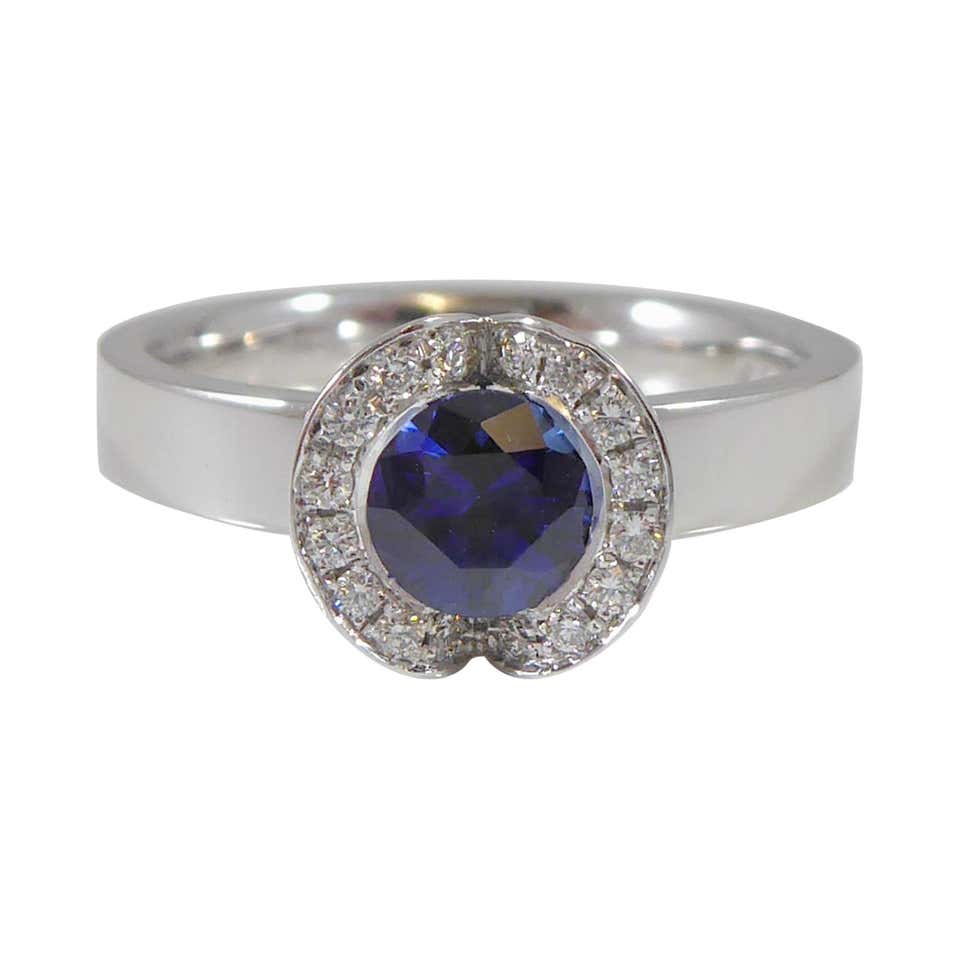 Large Turquoise, Sapphire and Diamond Cluster 18 Carat Gold Ring at 1stDibs