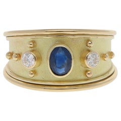 Anillo de Vestido Contemporáneo de Zafiro y Diamantes Renacimiento Etrusco