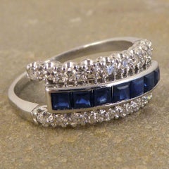 Contemporary Sapphire and Diamond Three-Row Rope Twist Ring