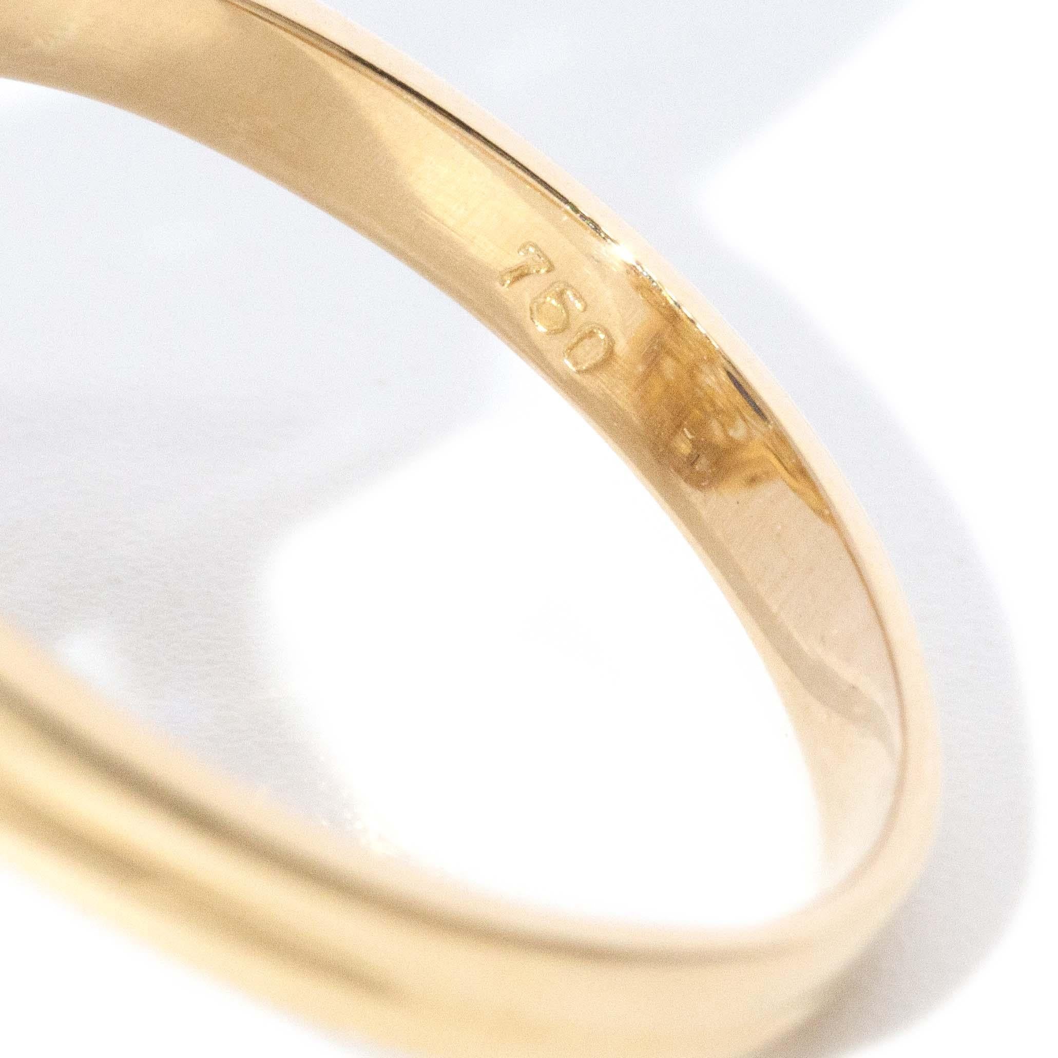 Anello contemporaneo con zaffiro e diamante di ispirazione Art Deco in oro giallo 18 carati in vendita 3