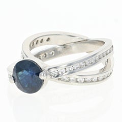 Contemporary Sapphire and Diamond Engagement Ring, 900 Platinum Fine 3.28 Carat