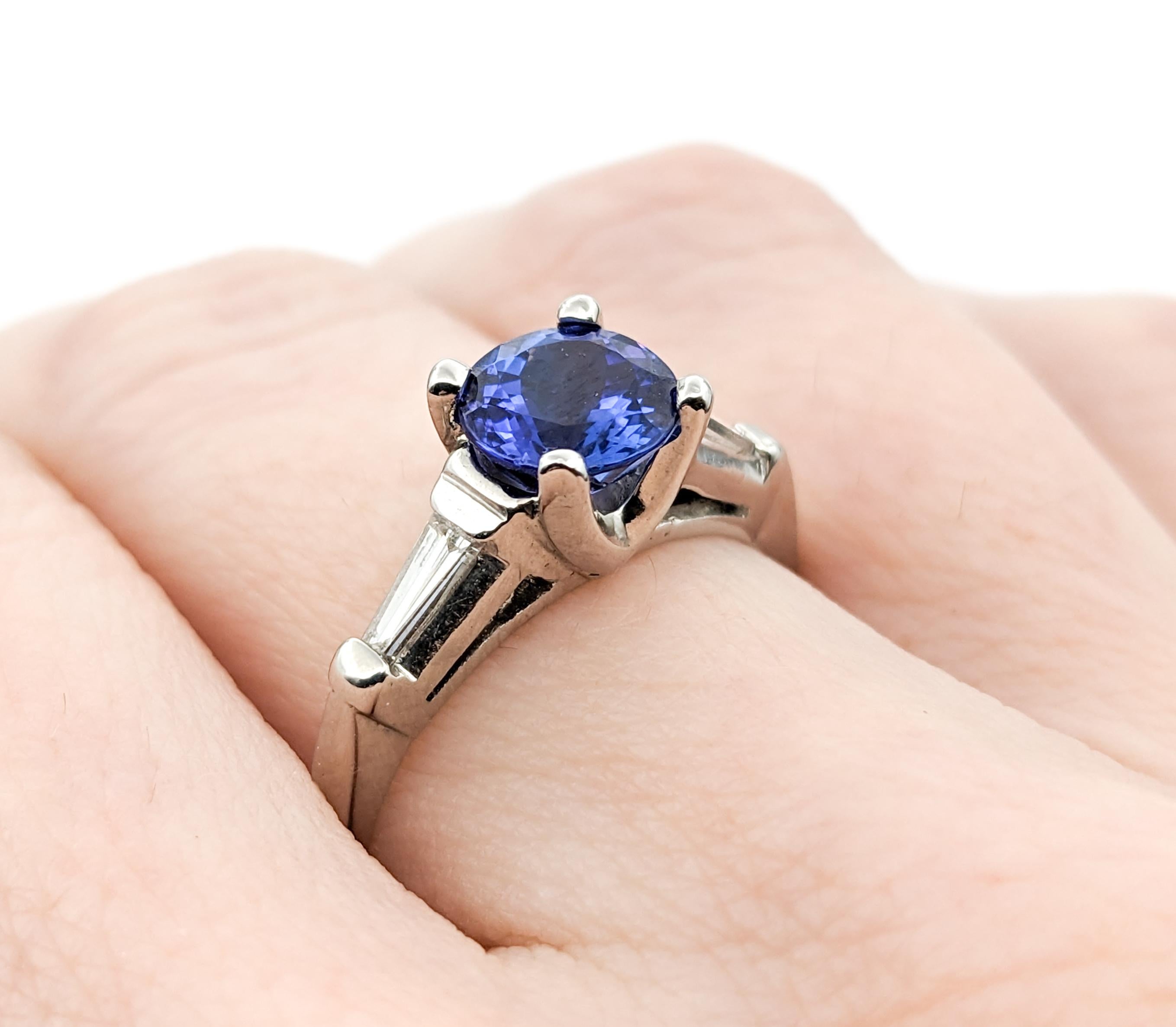 Contemporary Sapphire & Diamond Engagement Ring In platinum For Sale 6