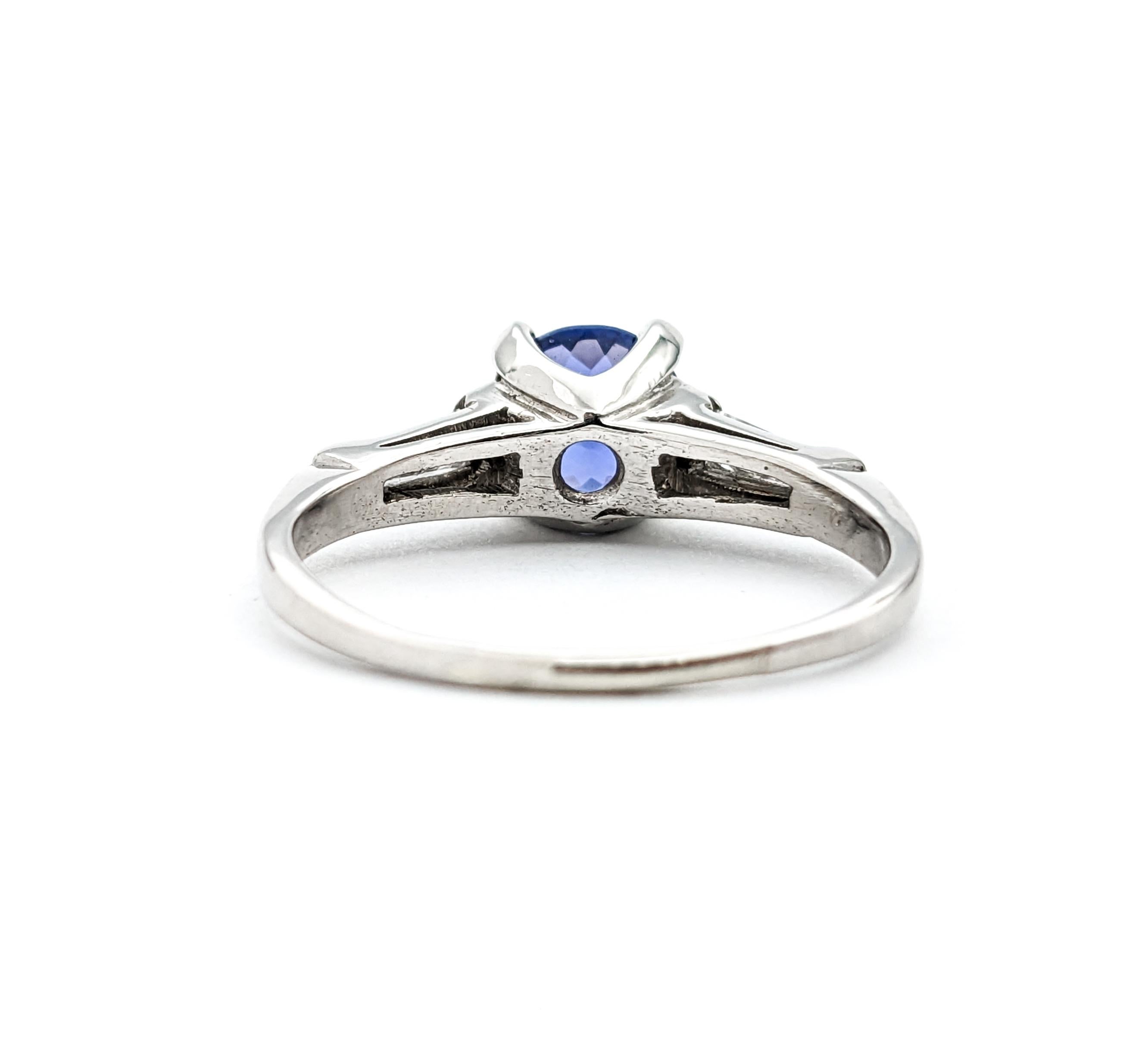 Contemporary Sapphire & Diamond Engagement Ring In platinum For Sale 1