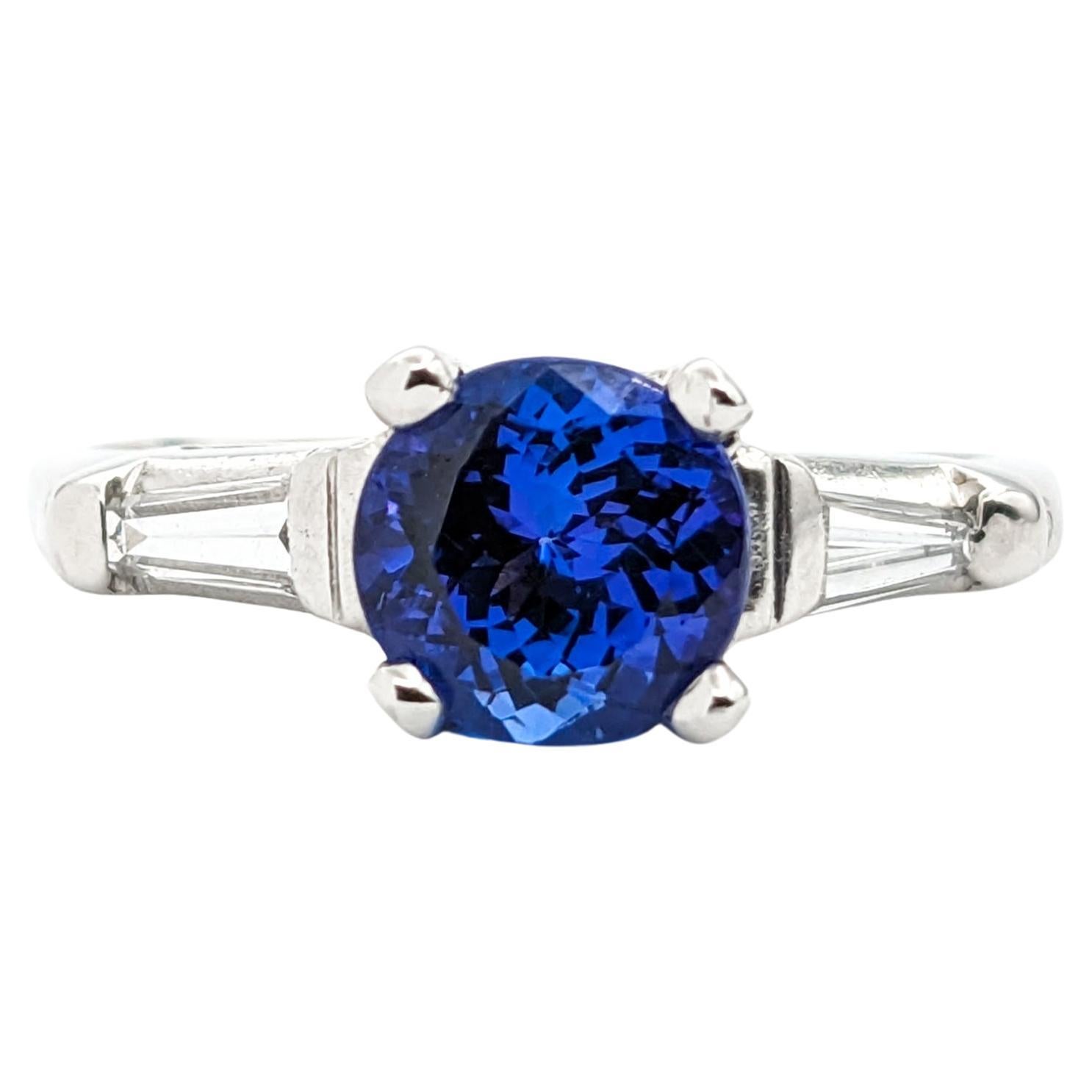 Contemporary Sapphire & Diamond Engagement Ring In platinum