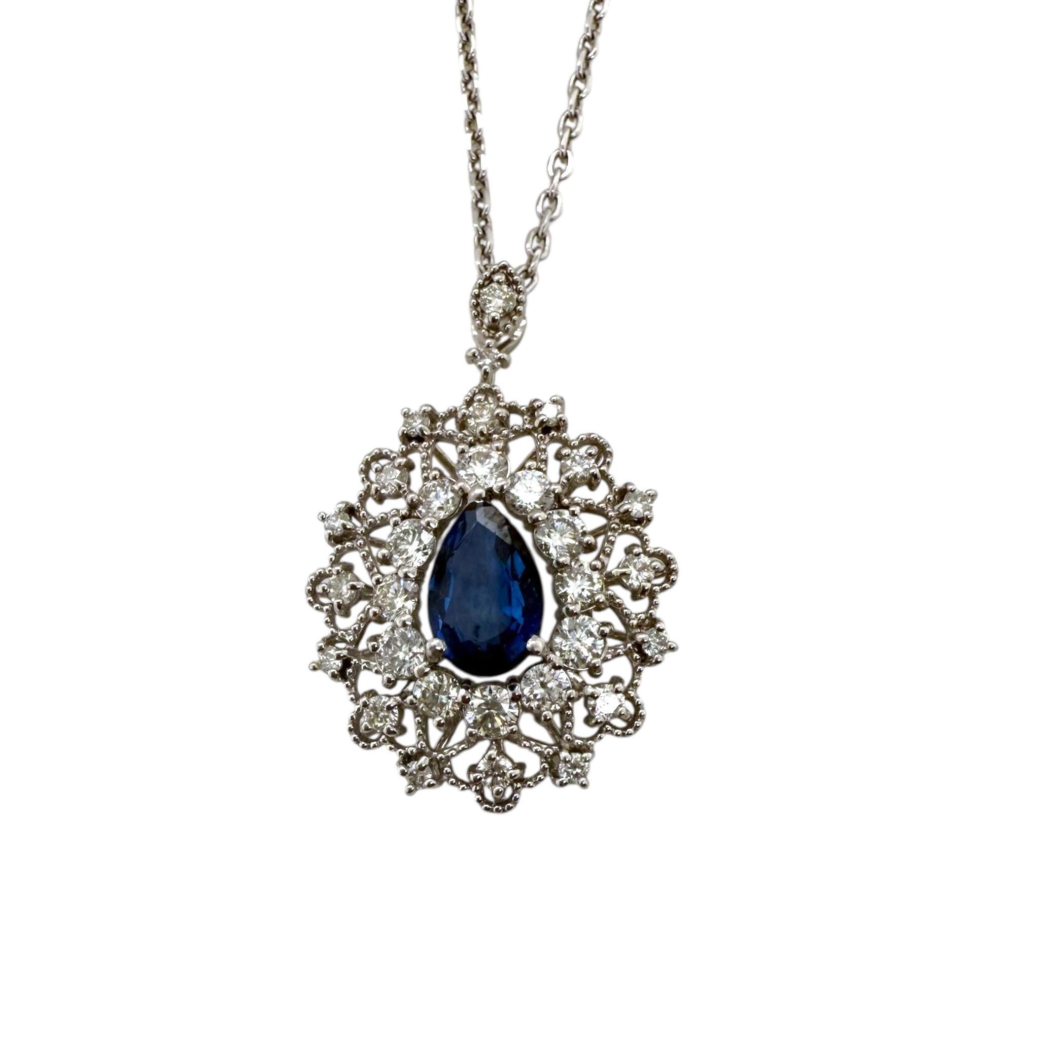 Collier pendentif contemporain en saphir et diamant Excellent état - En vente à Montgomery, AL