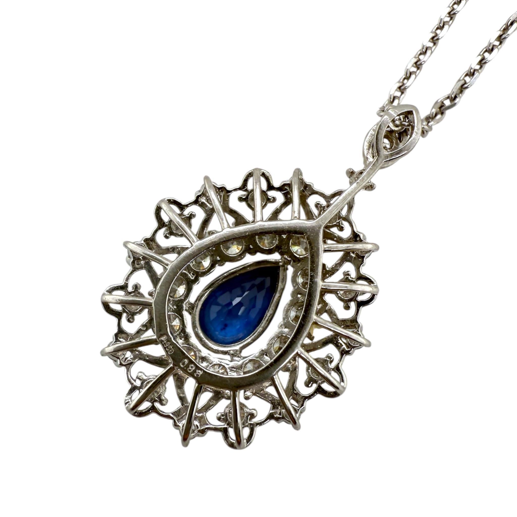 Collier pendentif contemporain en saphir et diamant en vente 2