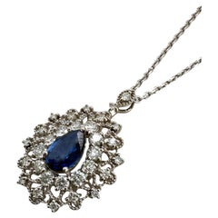 Zeitgenössische Saphir- und Diamant-Anhänger-Halskette