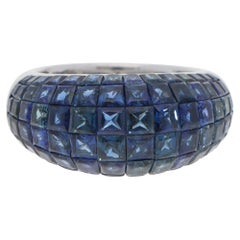 Bague Bombe en or blanc avec saphir invisible Contemporary Sapphire Invisible Set