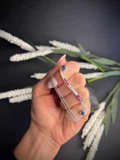 Contemporary Sapphire, Ruby, Diamond Anhänger Halskette