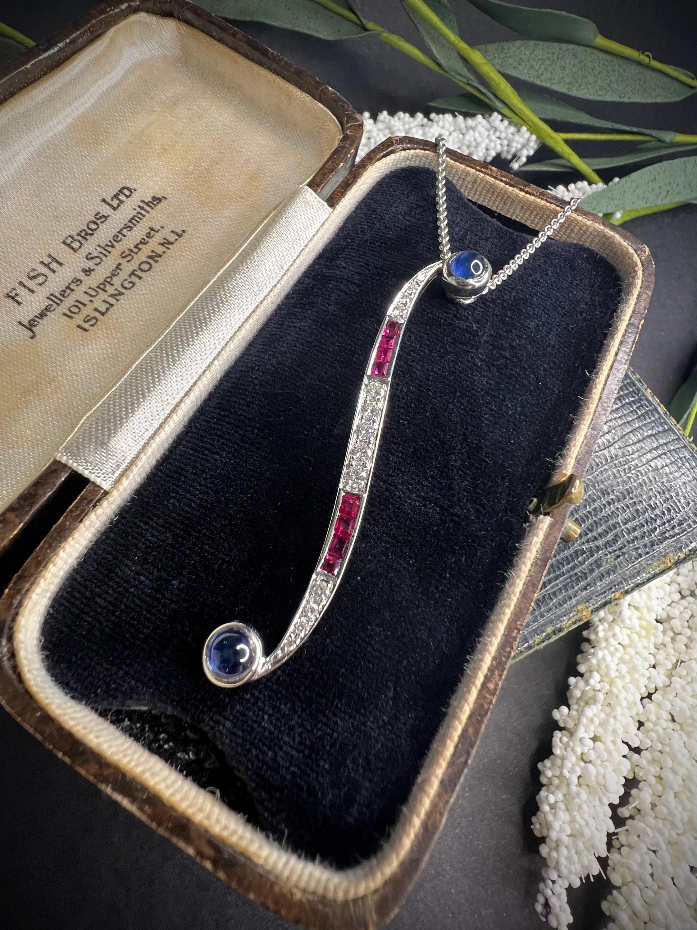 Contemporary Sapphire, Ruby, Diamond Pendant Necklace For Sale 4