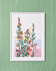 Contemporary Sarah Becker Botanical Wall Embroidery in Wood Frame, Denmark 2021