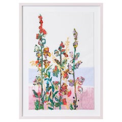 Contemporary Sarah Becker Botanical Wall Embroidery in Wood Frame, Denmark 2021