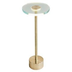 NITA Contemporary Satin Brass & Glass Circular Table Lamp