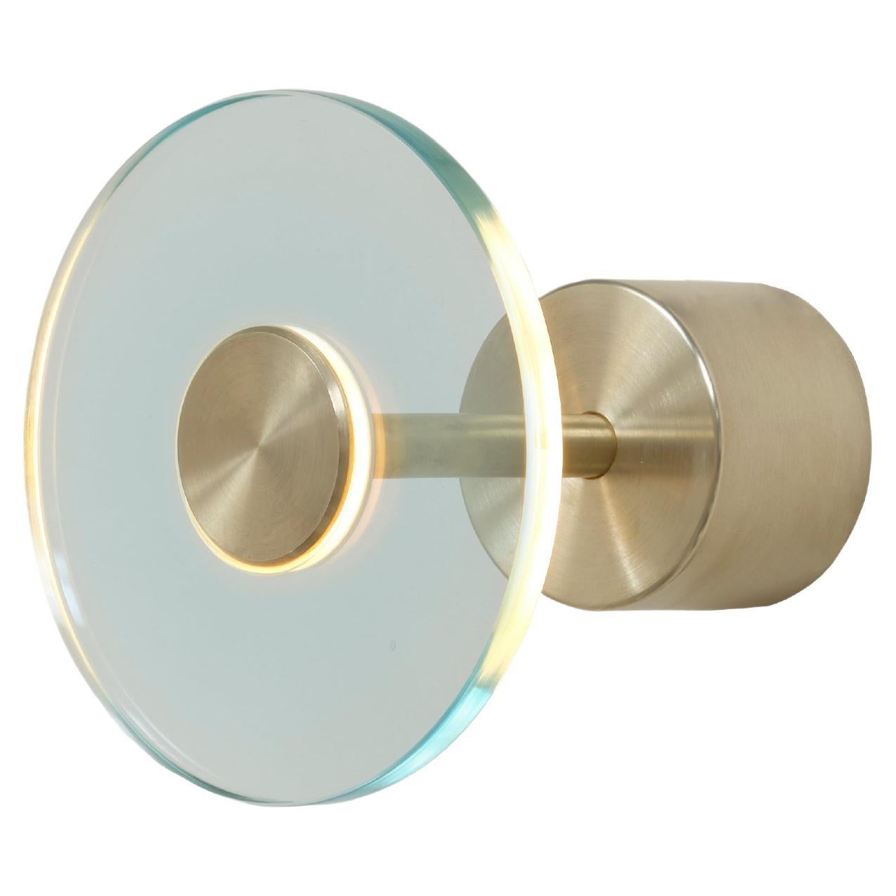 NITA Contemporary Satin Brass & Glass Circular Wall Light For Sale