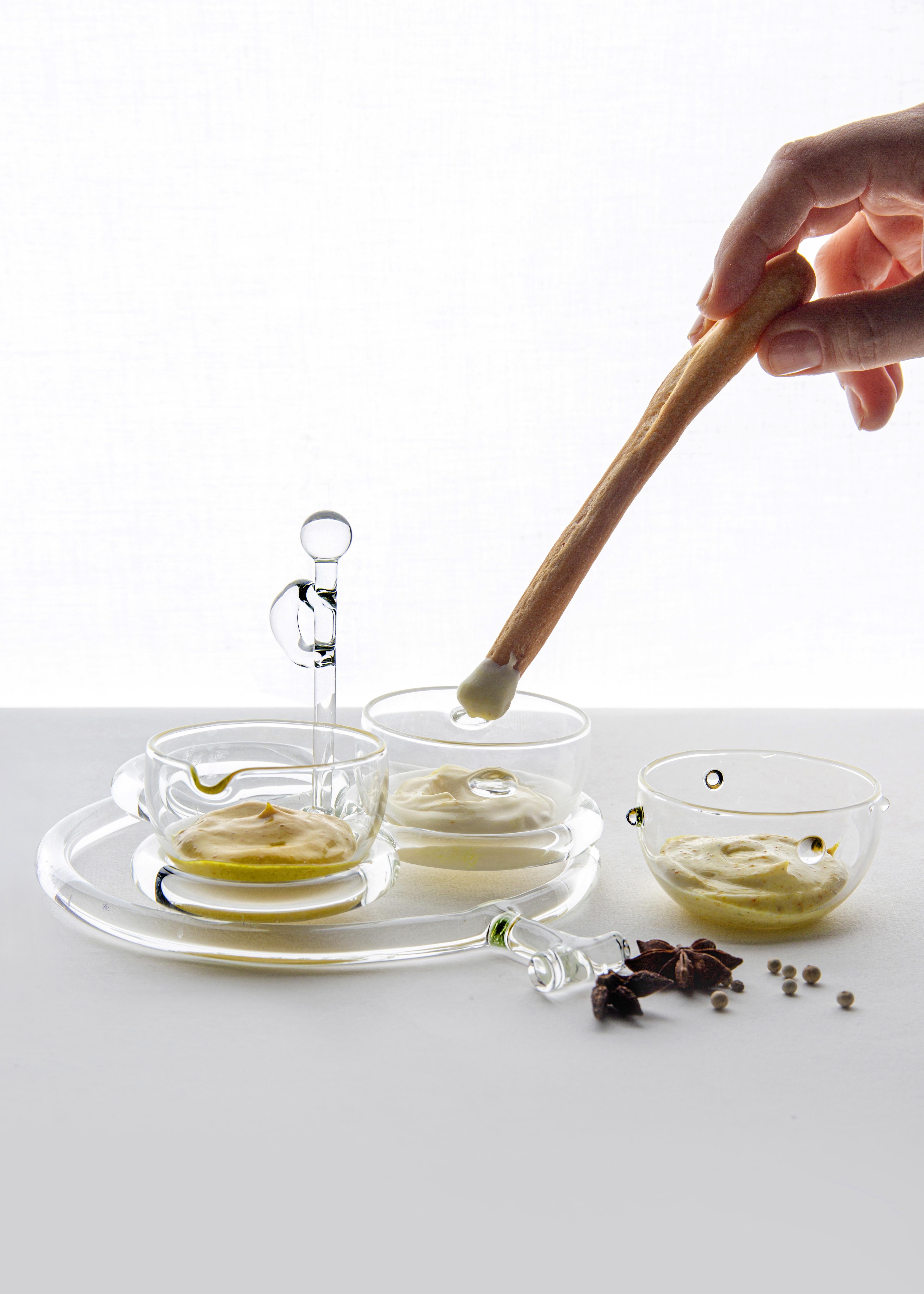 Modern Contemporary Sauce/Gravy Boats Tableware Kitchen Set Glass Handmade For Sale
