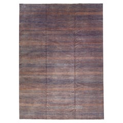 Tappeto contemporaneo Savannah in lana con motivo geometrico arancione e blu