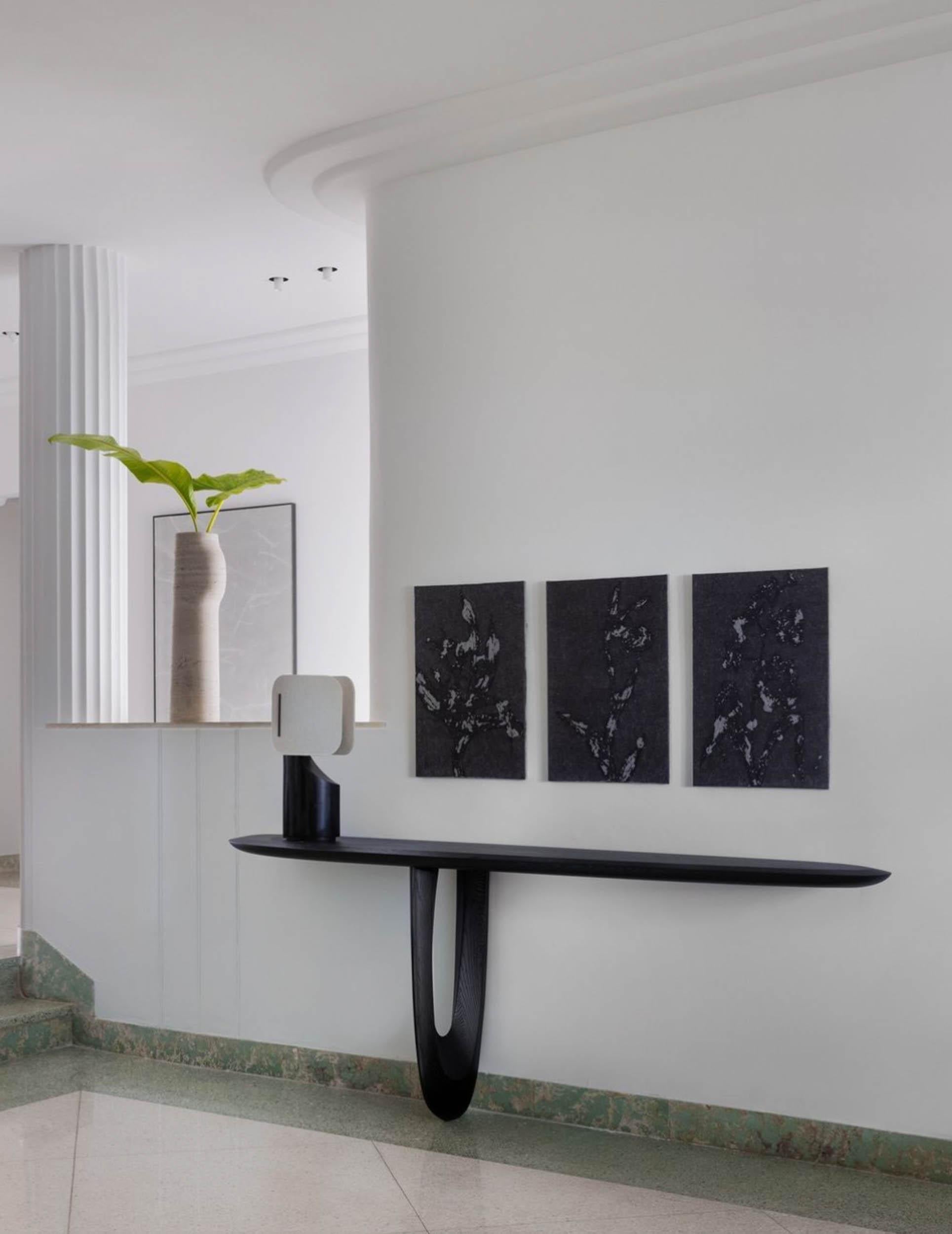 Organic Modern Contemporary 'Savignyplatz' Console Table by Man of Parts, Black Oak, 220 cm For Sale