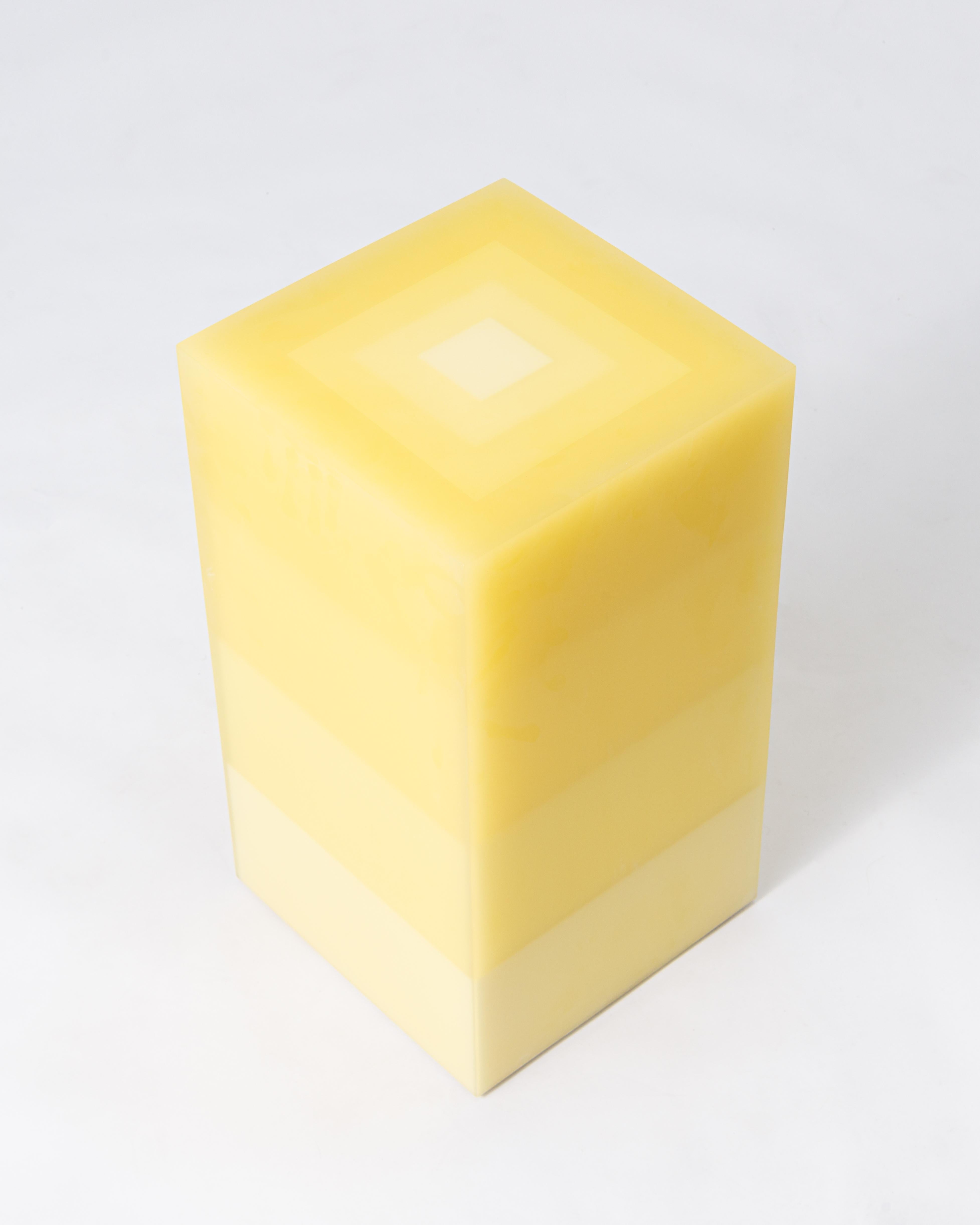 Modern Contemporary Scale Pyramid Epoxy Resin Side Table / Stool in Yellow by Facture For Sale