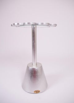 Contemporary Scalloped Floral Pedestal Side Table in Silver Leaf Finish