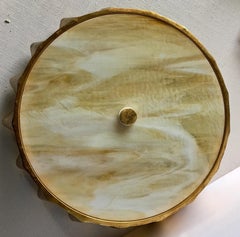 Contemporary Scalloped Gold Leaf Flush Mount Light Fixture