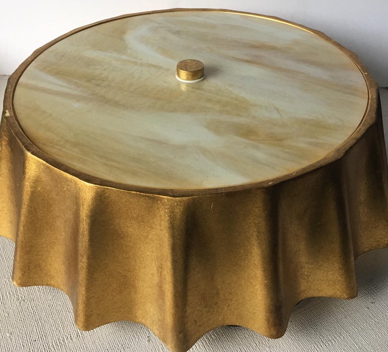 Contemporary Scalloped Gold Leaf Flush Mount Light Fixture ...