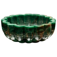 Contemporary Scalloped Green Aventurine Bowl