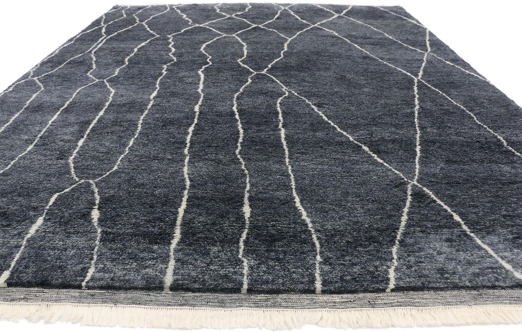 Scandinavian Modern Contemporary Scandi Moroccan Area Rug with New Nordic and Luxe Sultry Style