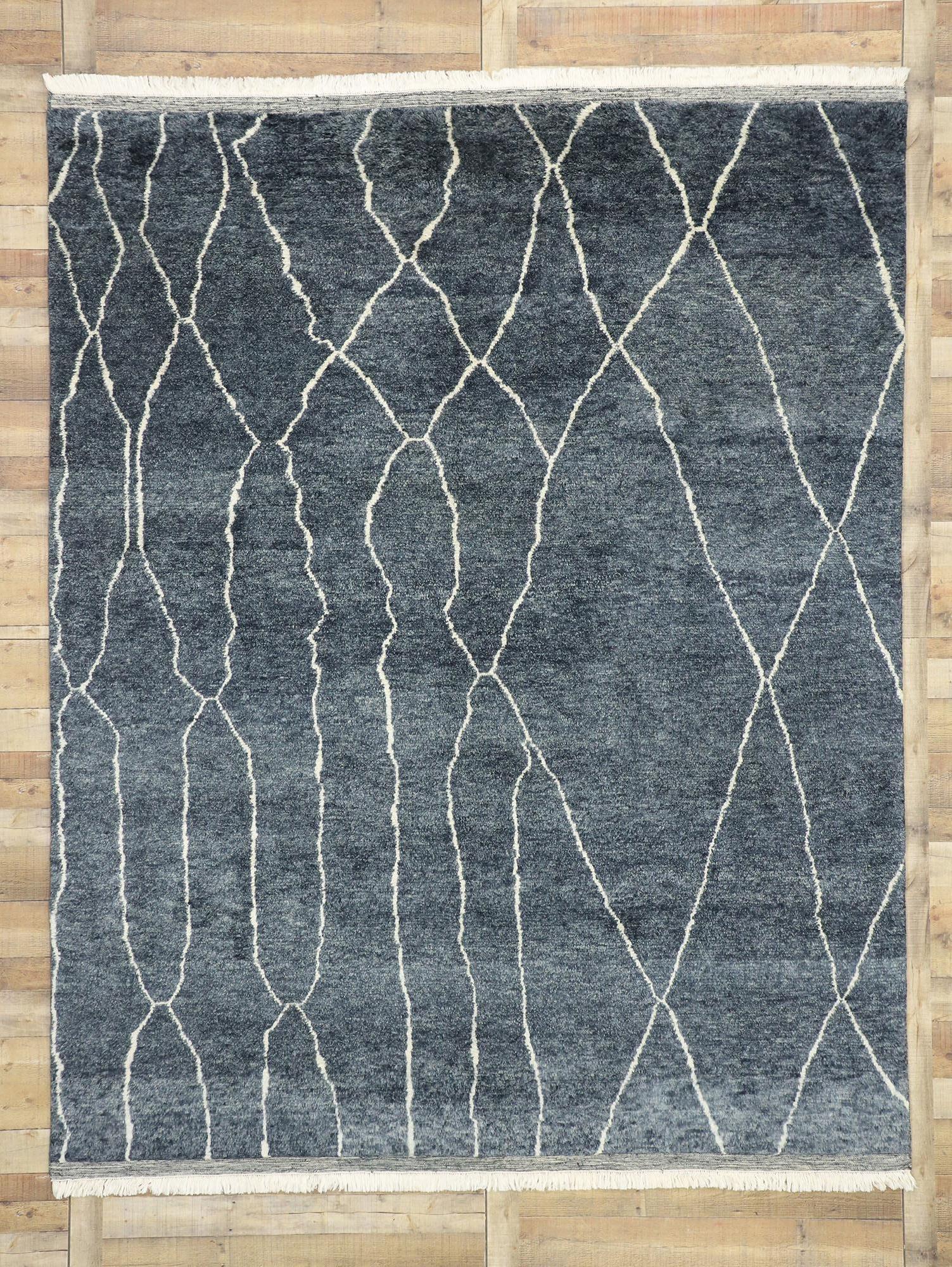 Wool Contemporary Scandi Moroccan Area Rug with New Nordic and Luxe Sultry Style