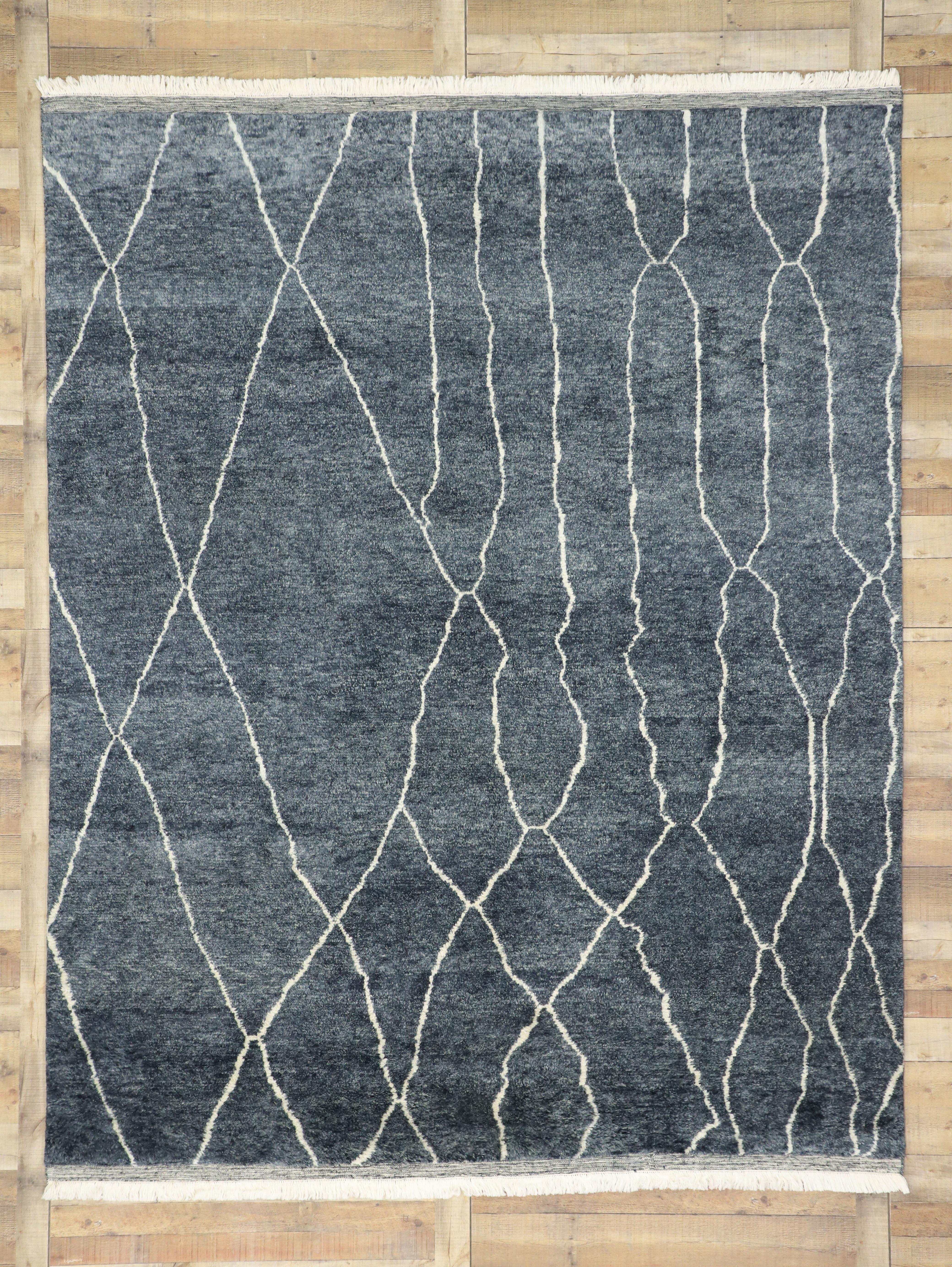 Contemporary Scandi Moroccan Area Rug with New Nordic and Luxe Sultry Style 1