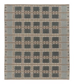 Contemporary Scandinavian Blue Taupe Wool Rug by Rug & Kilim, India