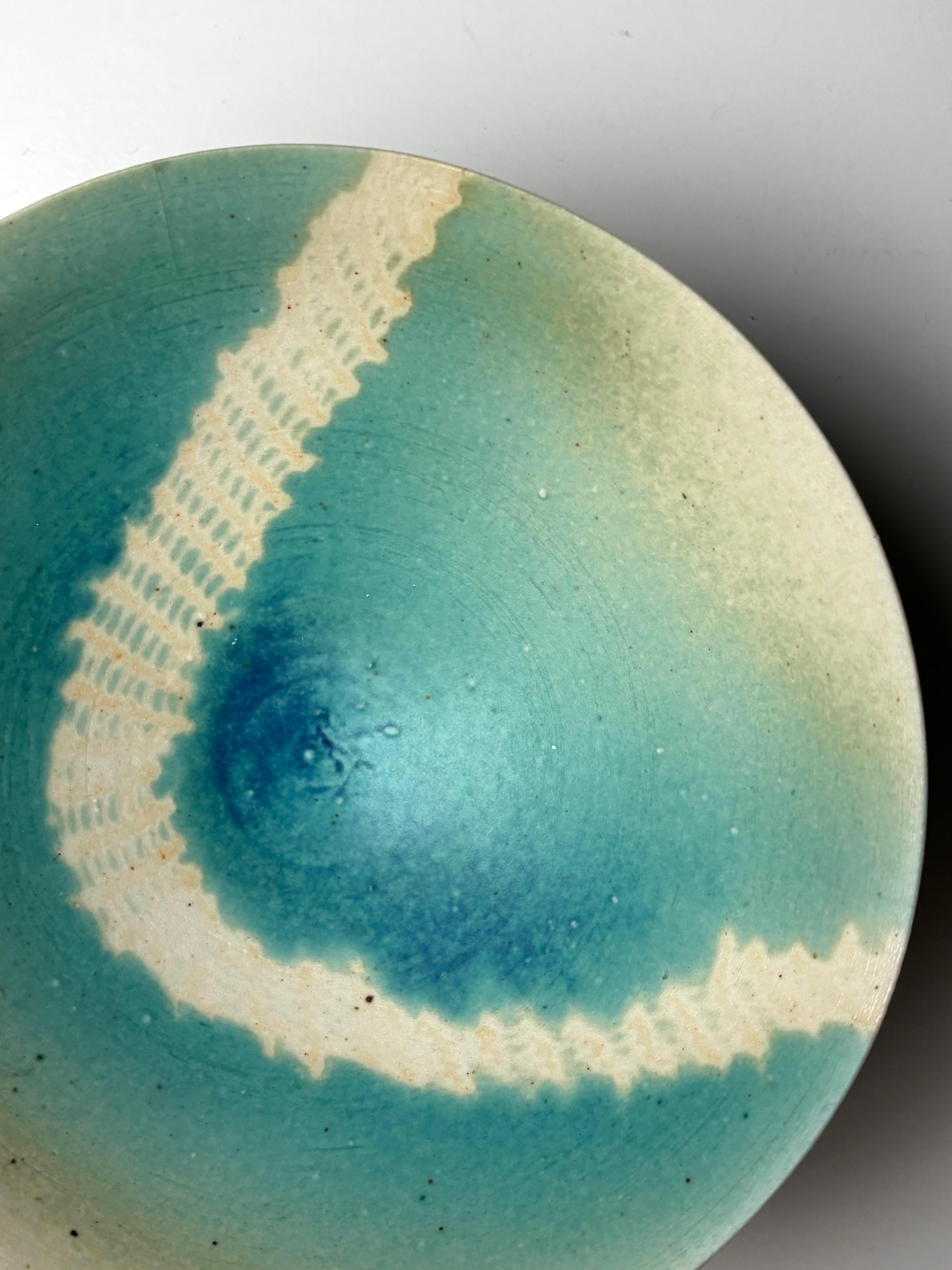 Vernissé Bol scandinave contemporain en céramique Aqua Bowl en vente