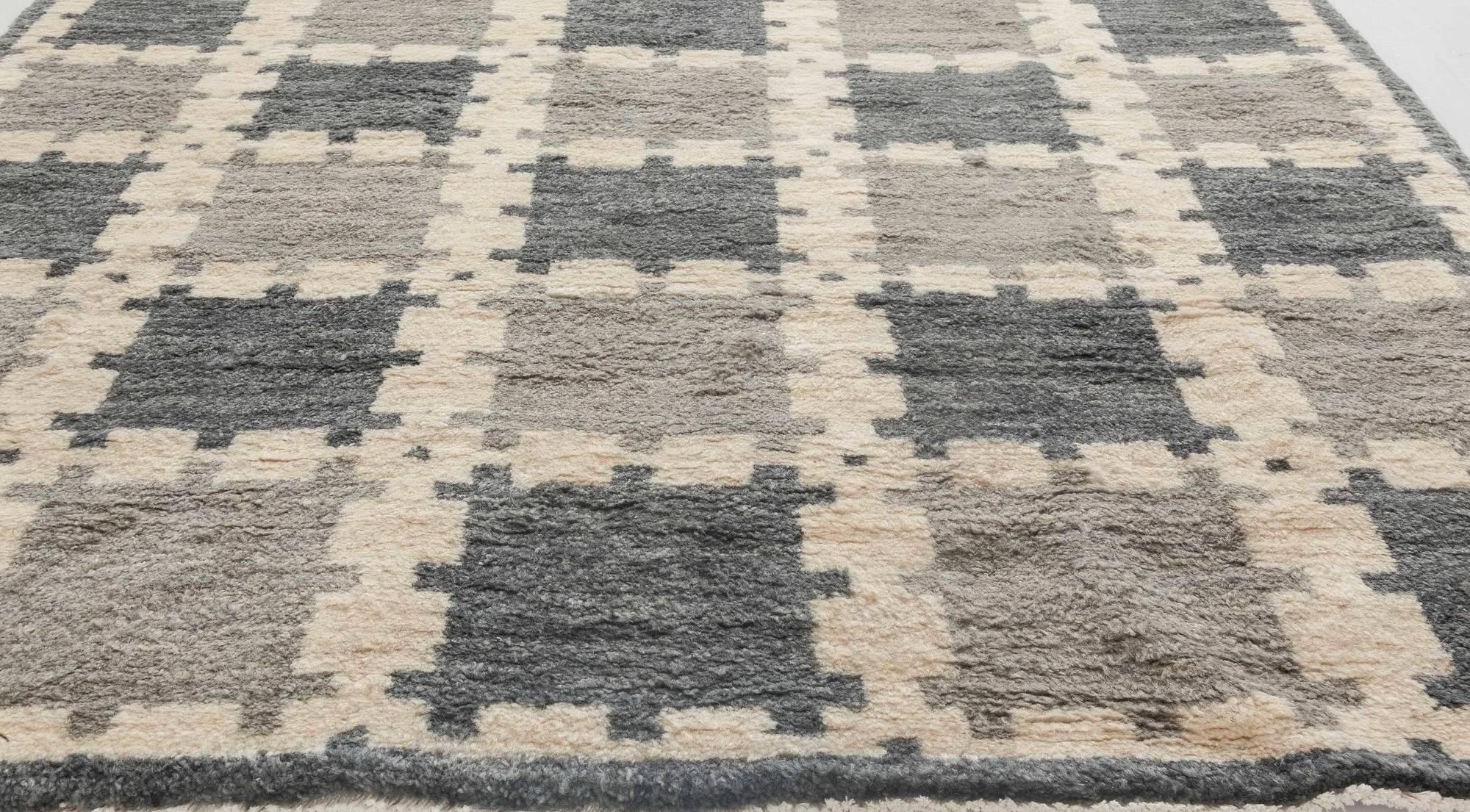 Indien Tapis en laine noué à la main de conception scandinave contemporaine de Doris Leslie Blau en vente