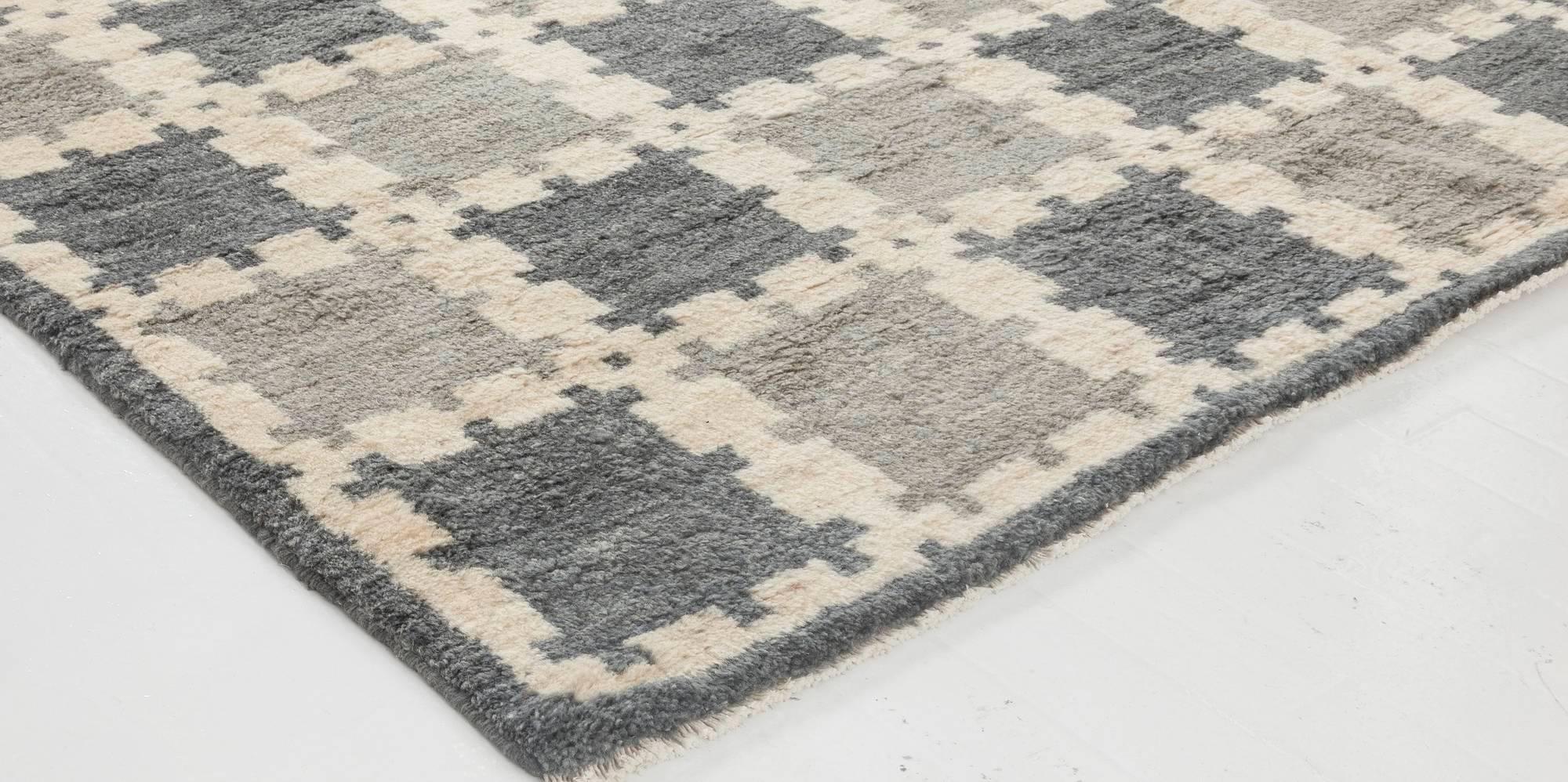 Zeitgenössischer handgeknüpfter Teppich aus Wolle in skandinavischem Design von Doris Leslie Blau (Handgeknüpft) im Angebot