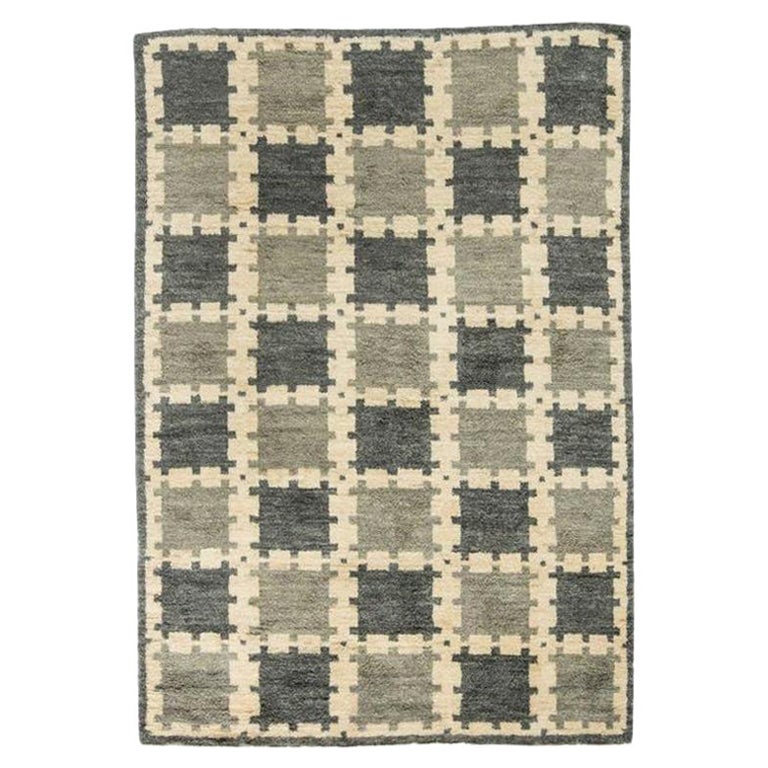 Zeitgenössischer handgeknüpfter Teppich aus Wolle in skandinavischem Design von Doris Leslie Blau im Angebot